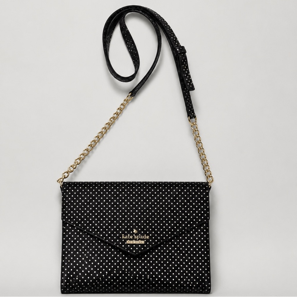 Kate Spade New York Crossbody Bag Monday Lilac Street Dot Black Gold Small Chain